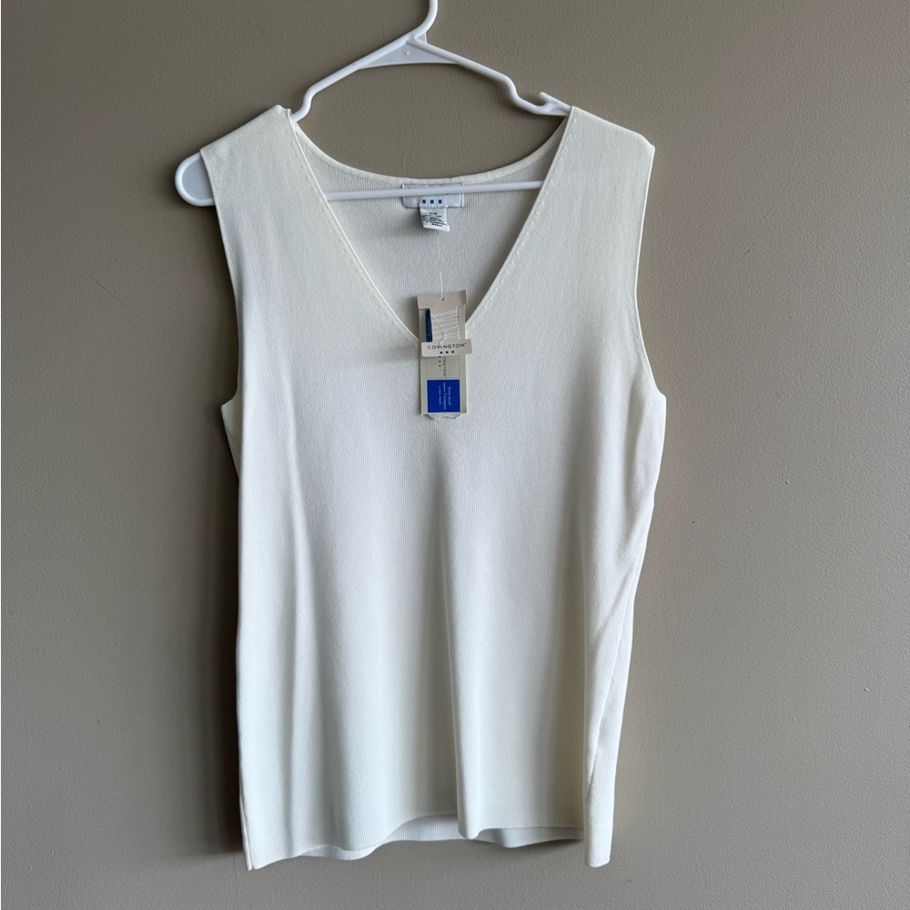Covington Cream V-Neck Shell Tank & Button Cardigan set - Picture 2 of 10